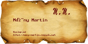 Mány Martin névjegykártya